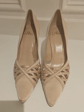 Delman Beige Pointed Toe Strappy Pumps - 7M